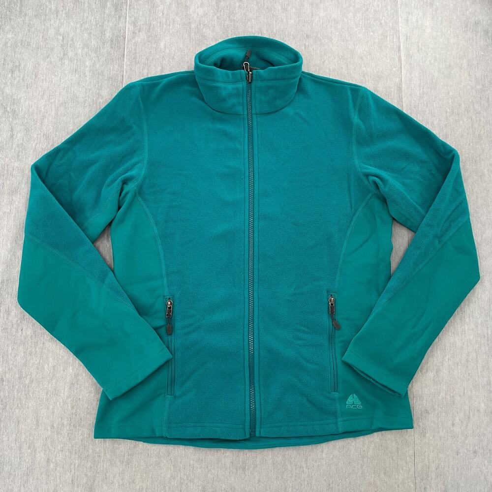 Nike ACG Jacket Womens Small Blue Green Full Zip Fleece Therma Fit Logo Ladies S